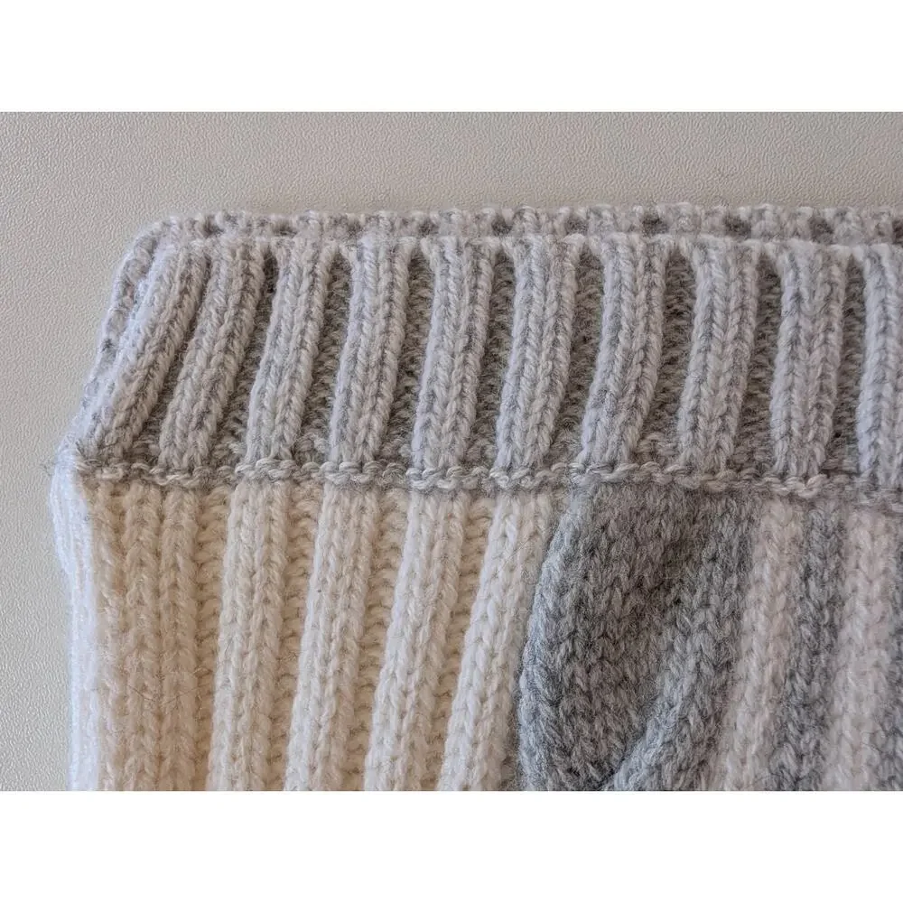 NWT Rag & Bone New York Cable Knit Scarf 100% Wool Ivory Gray $250 MSRP